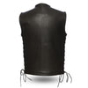 1.4mm Leather Motorcycle Vest With Clean Front Center Zip Side Laces Solid Back Gun Pockets