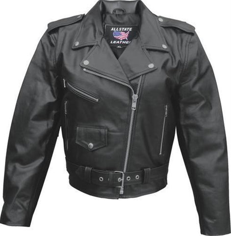 Women's Black Classic Split Leather Motorcycle Jacket