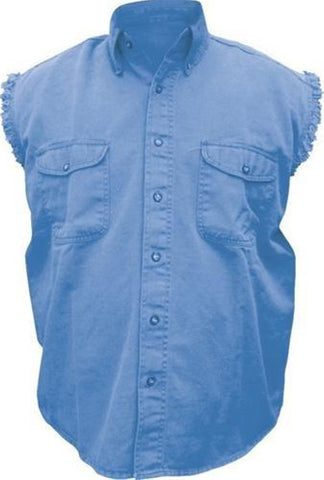 Men's Dark Blue Sleeveless Shirt 100% Cotton Twill