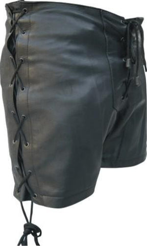 Ladies Lambskin Leather Shorts with Laced Sides and Front