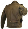 Mens Made in USA Brown Distressed Leather D Pocket Motorcycle Jacket