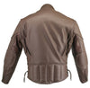 Men's Made in USA Classic Brown Naked Leather Vented Motorcycle Jacket with Gun Pockets