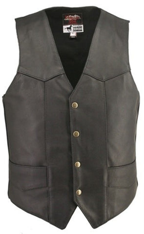 Men's Made in USA Horsehide Leather Classic Motorcycle Vest Internal Pistol Pockets