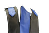 Made in USA Dual Front Zipper Bulletproof Style Leather Biker Vest Black/Light Blue