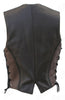 Ladies Black Brown Made in USA Naked Leather Motorcycle Vest