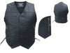 Men's 10 Pocket Black Aniline Leather Motorcycle Vest