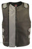 Made in USA Dual Front Zipper Bulletproof Style Leather Biker Vest Black/Purple