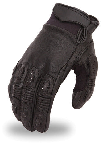 Mens Crossover Leather Racing Motorcycle Gloves Padded Fingers and Palm