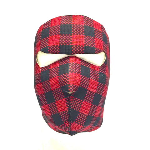 Red Plaid Neoprene Motorcycle Face Mask