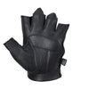 Black Deer Skin Leather Motorcycle Fingerless Gloves