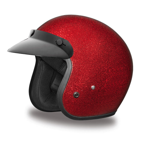 Daytona D.O.T Cruiser Motorcycle Helmet 3/4 Shell Red Metal Flake