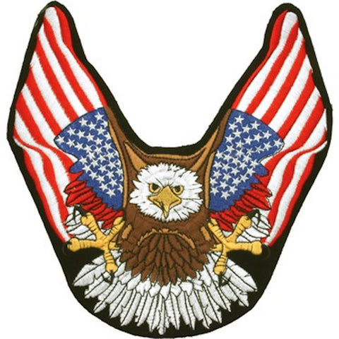 Eagle With American Flag Wings Large Motorcycle Vest Patch 10" x 9.5"