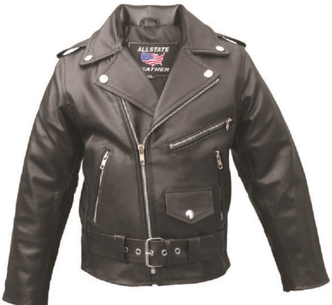 Kids Black Classic Lambskin Leather Light Weight Motorcycle Jacket