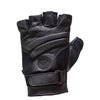 Black Leather and Mesh Motorcycle Fingerless Gloves