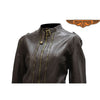 Ladies Brown Buttery Soft Leather Jacket with Studs on Front and Back