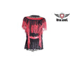 Ladies Black and Red Leather Top with Beads, Bone, Braids and Fringes