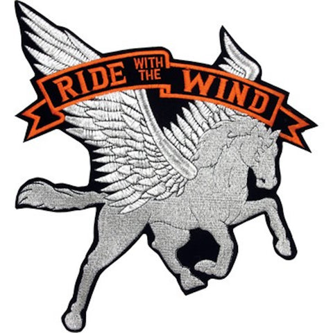 Pegasus Horse "Ride with the Wind" Large Motorcycle Vest Patch 13" x 12"