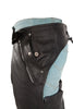 3 Pocket Naked Leather Cowhide Motorcycle Chaps with Zipper Pocket