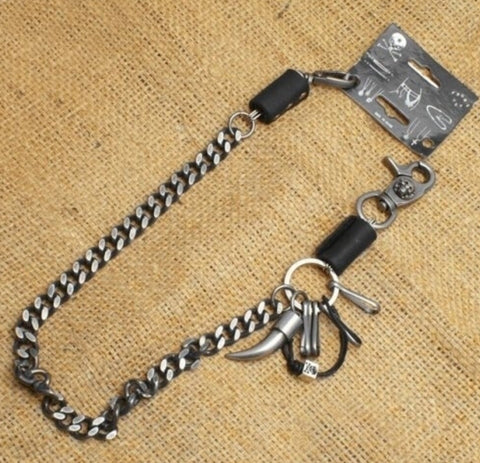 19” Wallet Chain With Skull, Horn And Leather