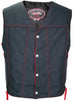 Men’s Made In USA Red Trim Cordura Nylon Motorcycle Vest Solid Back