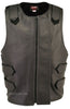 Made in USA Bulletproof Style Leather Motorcycle Vest Black/Gray