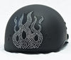 Silver Flame Rhinestone Motorcycle Helmet Patch
