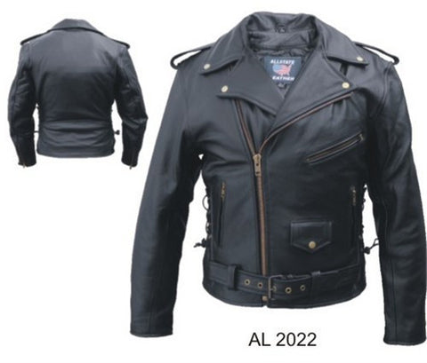 Men's Black Vented Buffalo Leather Motorcycle Jacket