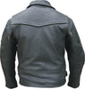 Men's Drum Dyed Naked Cowhide Leather Vented Motorcycle Jacket with Braid Trim