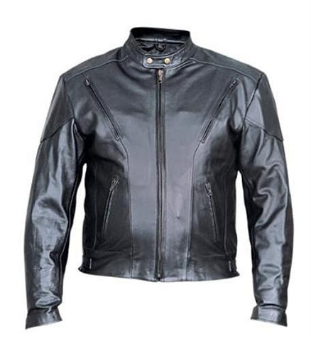 Men's Black Analine Leather Vented Touring Motorcycle Jacket