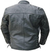 Men's Black Buffalo Leather Touring Motorcycle Jacket with Side Laces