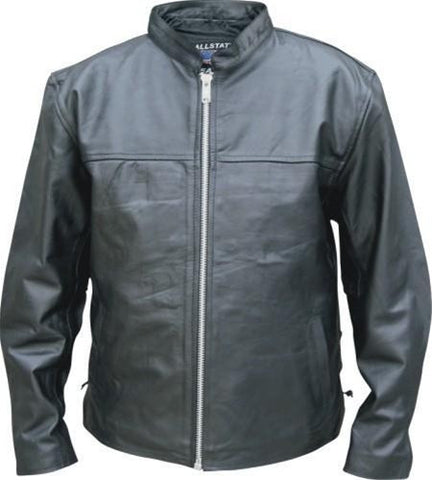 Men's Lightweight Black Leather Touring Summer Jacket With Side Laces