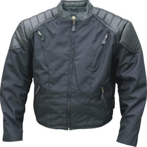 Men's Cordura & Black Leather Vented Motorcycle Jacket Zip Out Liner