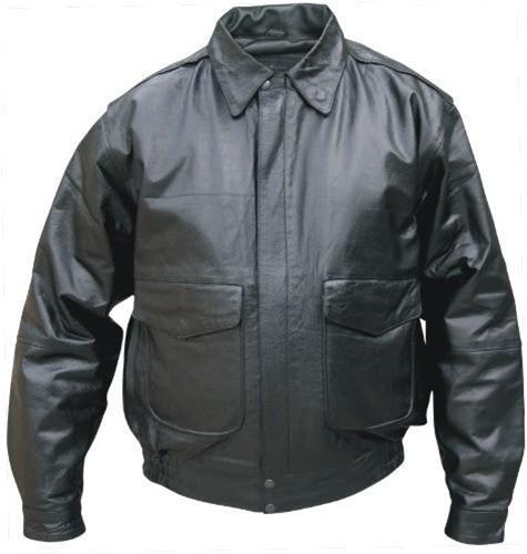 Men's Black Goatskin Leather Bomber Style Jacket