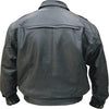 Men's Vented Black Leather Bomber Jacket With Neck Warmer