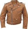 Men's Brown Leather Deluxe Motorcycle Jacket With Side Laces