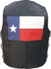 Men's Texas Flag Black Buffalo Leather Motorcycle Vest Side Laces