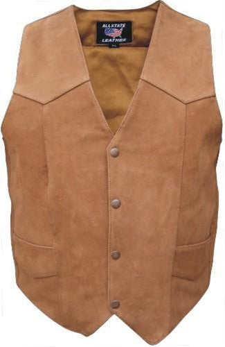 Men's Brown Classic Buffalo Leather Motorcycle Vest