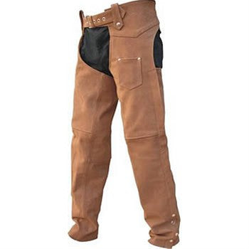 Unisex Brown Buffalo Leather Motorcycle Chaps
