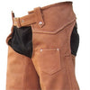 Unisex Brown Buffalo Leather Motorcycle Chaps with Braid Trim