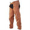 Unisex Brown Buffalo Leather Motorcycle Chaps with Braid Trim