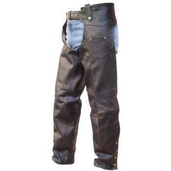 Unisex Black Split Leather Motorcycle Chaps with Lining