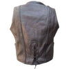Women's Drum Dyed Naked Leather Motorcycle Vest Vertical Braid Front and Back