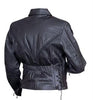Women's Black Leather Motorcycle Jacket with Braids on Front and Back