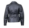 Women's Analine Leather Motorcycle Jacket with Studded Back and Vertical Braid