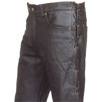 Men's Premium 5 Pocket Buffalo Leather Pants with Side Laces