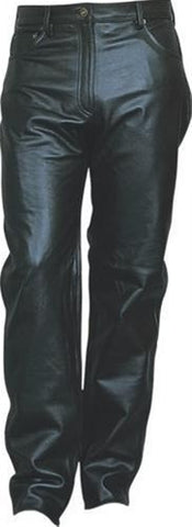 Ladies Premium 5 Pocket Jean Style Analine Leather Motorcycle Pants