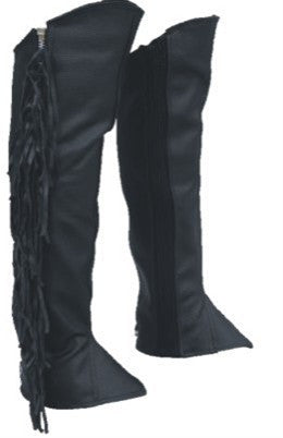 Fringed Leggings Half Chaps With Spandex Analine Cowhide