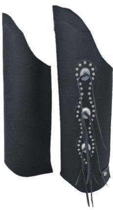 Leggings Half Chaps in Hard Cowhide Leather Three Studded Conchos