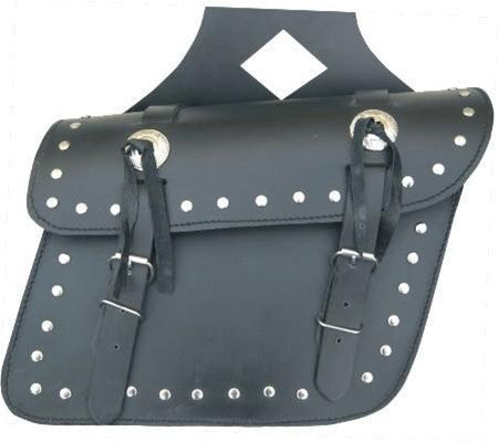 PVC Studded Throwover Motorcycle Saddlebags with Silver Conchos