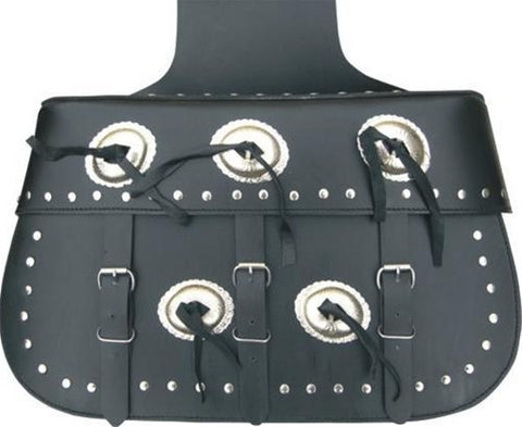 PVC X-Large Studded Throw Over Motorcycle Saddlebags with Silver Conchos